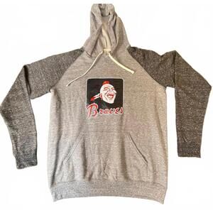 Gray and Dark Gray Braves Hoodie Sweatshirt Size L